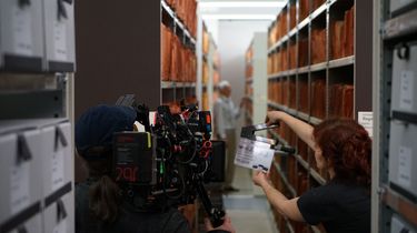 Dreharbeiten zum Film 'Gundermann' im Stasi-Unterlagen-Archiv, 2017