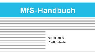 Cover: MfS-Handbuch - Abteilung M: Postkontrolle