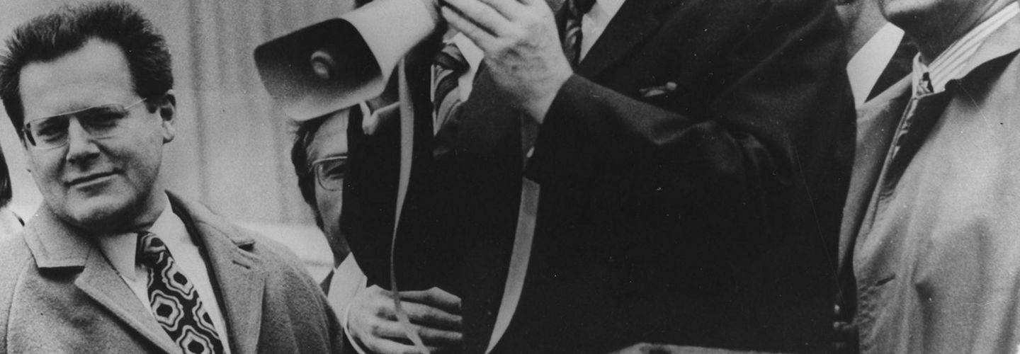 Willy Brandt und Günter Guillaume auf einer Kundgebung