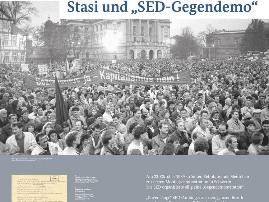 Ausstellungsmodul 91 "Stasi und SED-Gegendemo"