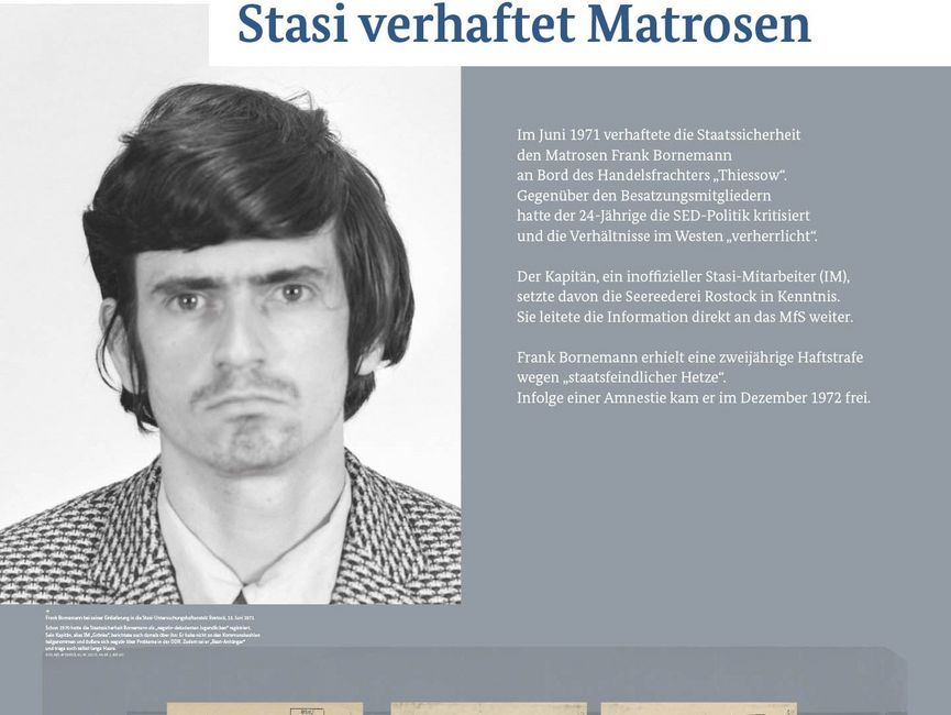 Ausstellungsmodul 105 "Stasi verhaftet Matrosen"
