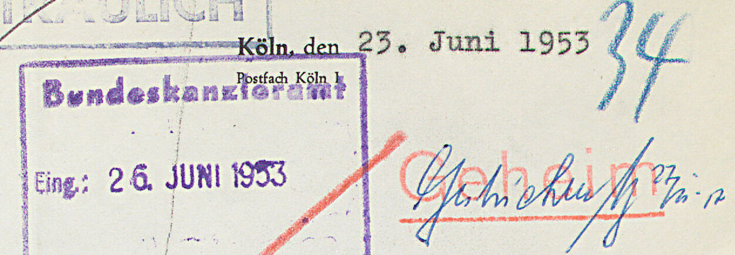 Mitteilung des Verfassungsschutzes an das Bundeskanzleramt, 23.6.1953, BArch, B 136-52355 (Ausschnitt)