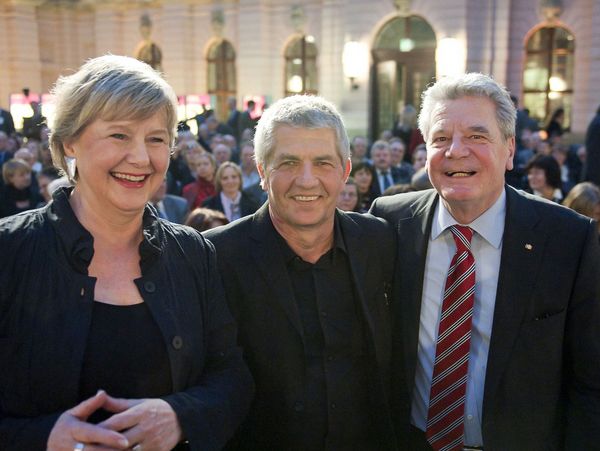 Roland Jahn and his predecessors Marianne Birthler and Joachim Gauck,  March 2011. 