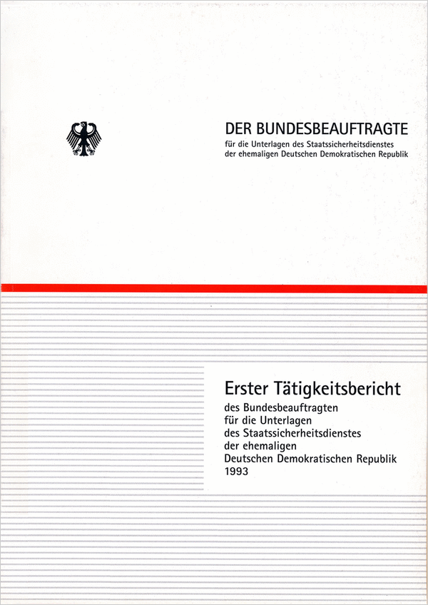 Titelblatt des ersten Tätigkeitsberichts des BStU