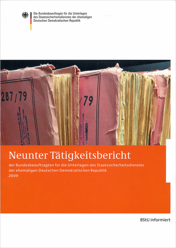 Titelblatt des neunten Tätigkeitsberichts der BStU